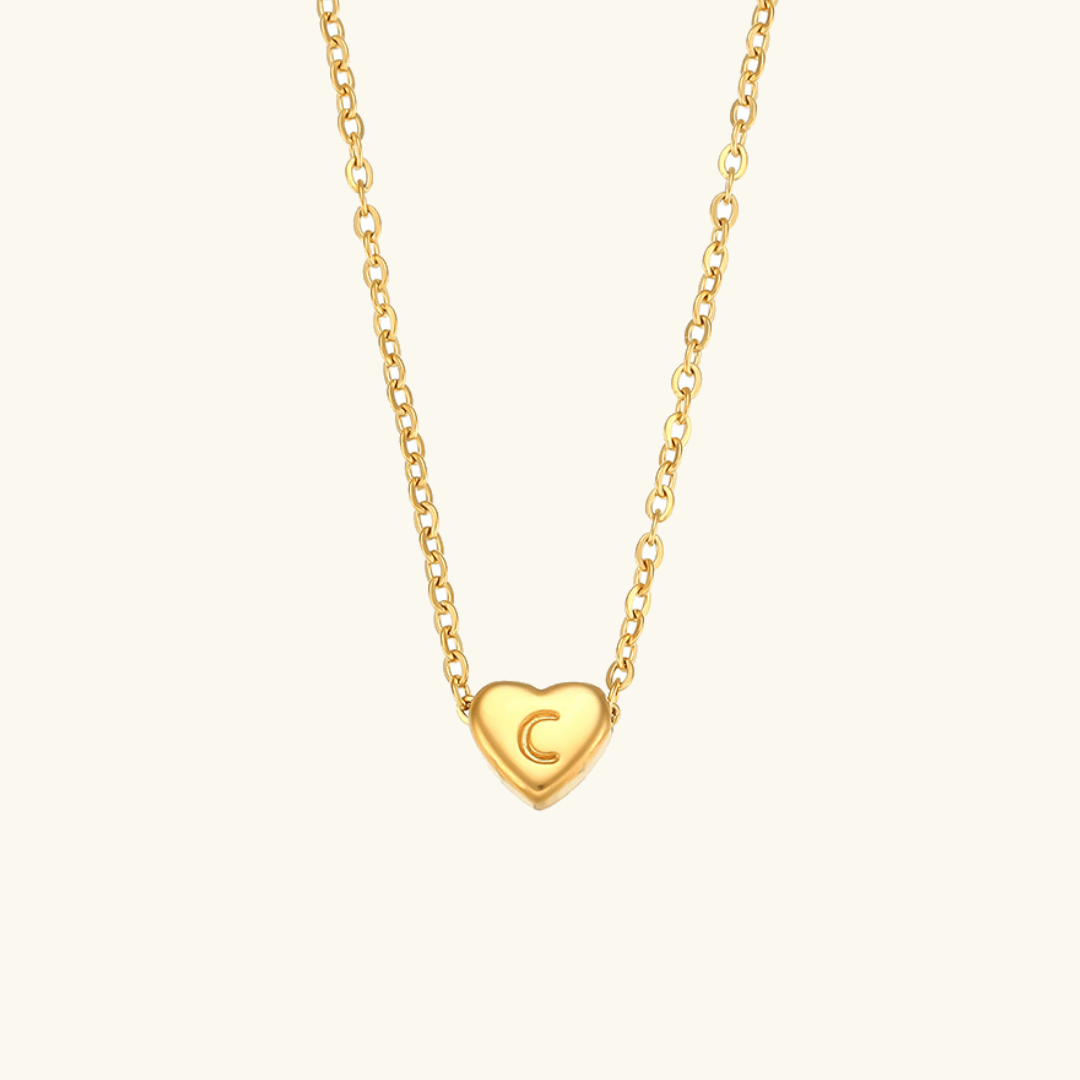 Heart Initial Gold Necklace